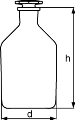 Reagent bottle, narrow neck from SODA-LIME GLASS neck with standard ground glass flat-head stopper